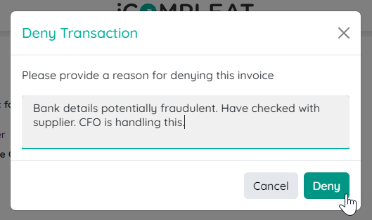 Denying fraudulent bank details.png